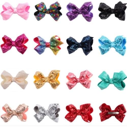 New Cute Baby Girls Sequins 12cm Large Bowknot Rainbow Bows Hairpin Hair Pin Princess Cute