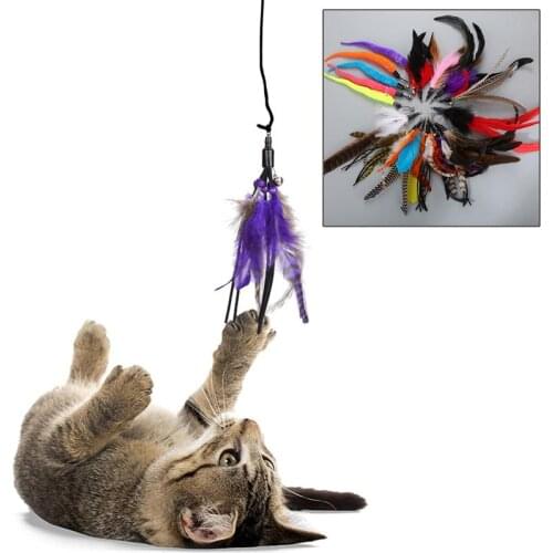 Replaceable Feather Head Wand Toys 1Pcs Cat Teaser Retractable Cat Stick for Pet Kitten Coloful Interactive Pet Products