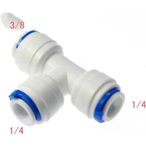 5pcs 1/4" 1/4"3/8" Splitter Tube OD Type T Qucik Connection RO Water Connector