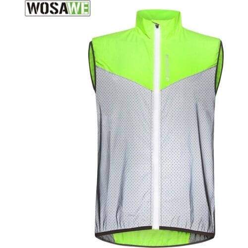 WOSAWE High Visibility Reflective Cycling Vest Men Sleeveless Breathable Running Vest Bike Bicycle Cycle Vest with Back Pocket