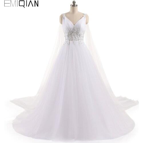 Vintage See Through Back Bridal Dress 2018 A-Line Sexy V Neck Custom Made Beaded Appliques Wedding Dress