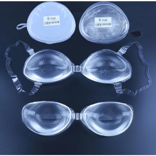 High Quality Self Adhesive Silicone Bra Breast Stick Gel Transparent Bras Push Up Womens Underwear Invisible Bra Set 3/4 A-D