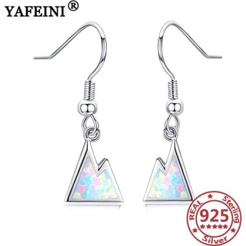 YAFEINI 925 Sterling Silver Mountain Created Opal Drop Earrings Trendy Jewelry Silver 925 Jewelry Graduation Gifts Girls Gift