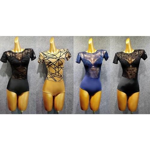 Latin Dance Dress Women Short Sleeve Lace Design Latin Dance Tops for Ballroom Samba Tango Chacha Dancing Performamnce T006