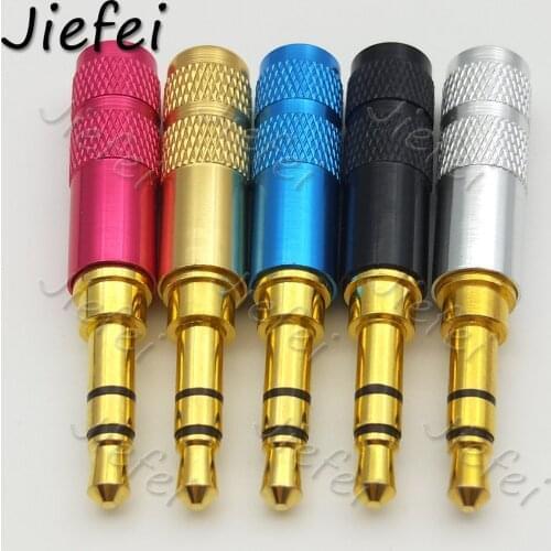 10pcs Aluminum Shell Copper Plug Jack 3.5mm 3 Pole Audio Stereo with Clip Male Plug for Earphone DIY Repair Soldering Connector