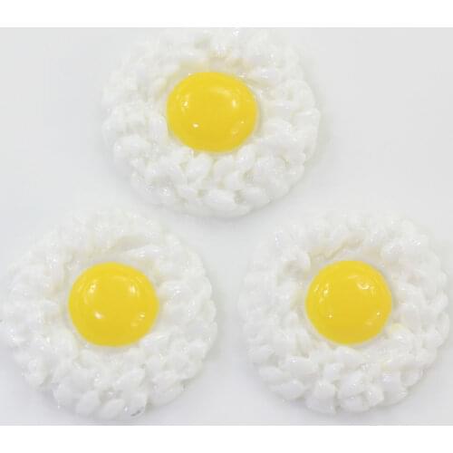 100/50pcs 24mm Cute Resin Simulation Food Rice Fried Eggs Flatback Cabochon For Embellishment Accessories DIY Scrapbooking Craft