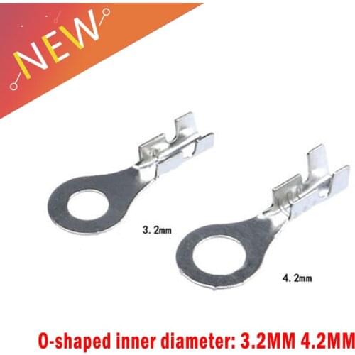 100PCS 3.2mm 4.2mm Non-insulated Ring Cable Lugs Terminals Naked Connector Wire Connectors Brass Terminals Kit