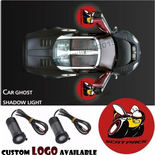 2PCS Scat Pack Super Bee Logo Car Door Laser Projector Step Ghost Shadow Welcome Light for Charger Challenger