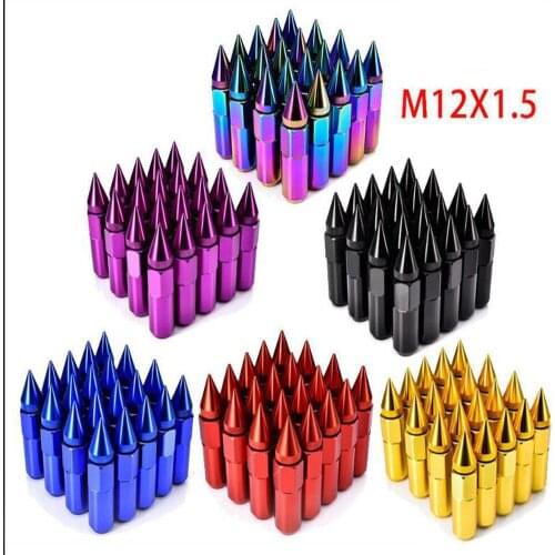 20pcs/set Wheels Lug Nuts M12X1.5 Cap Extended Tuner Aluminum Racing Wheels Rims Universal Wheels Lug Nuts Spike Lug Nuts