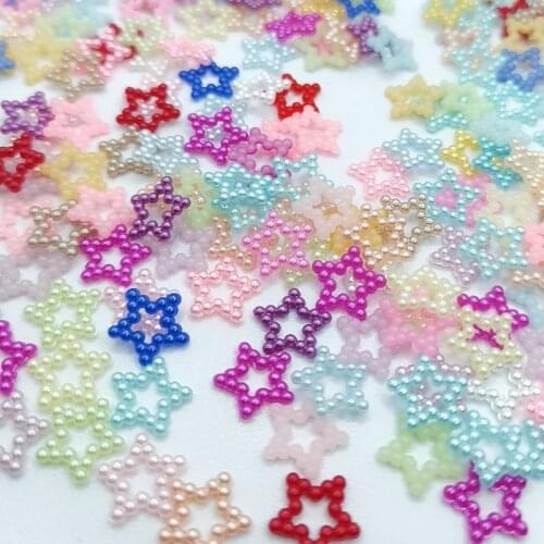 200Pcs 12mm Mixed Star Craft ABS Resin Flatback Half Round Pearls Flatback Cabochon Beads Jewelry DIY Scrapbooking Decoration