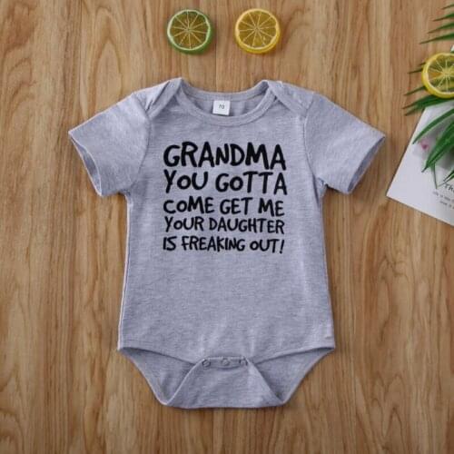 2020 Infant Baby Unisex Boy Girl Romper Print Letter Short Sleeve Jumpsuit Romper Cotton Outfit Clothes 0-24M