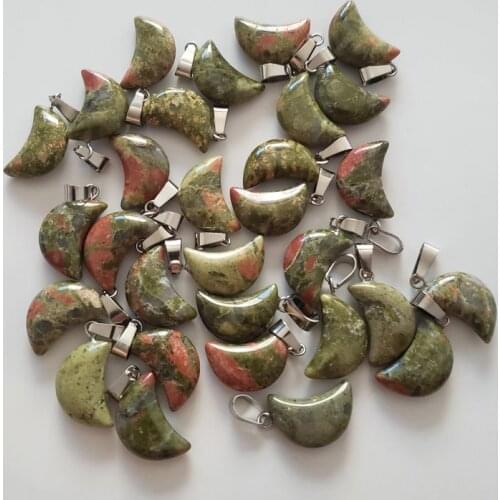 2020 fashion high quality Unikate natural stone pendant crescent moon shape charm for DIY earring jewelry making Wholesale 50pcs