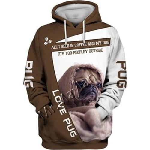 2021 Fashion Animal Pug 3D Printed Hoodie Men Women Ropa Casual Pet Dog Designs Hooded Oversized Hooded Coat Drop Shipping QW-15