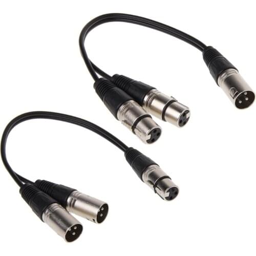 3-Pin XLR Male To Dual XLR Female Y Splitter Audio Adapter Cable For Microphone Spare Parts Audio Video Cable