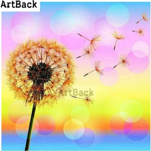 ARTBACK 5d Diamond Painting Dandelion Landscape Icon Square Full 3d Resin Rhinestone Diamond Embroidery Artwork Kit