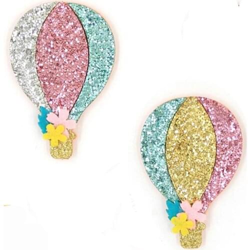 10pcs Glitter Balloon with Flower Applique Nonwoven Padded Patches for Headwear Hat Stickers DIY Hair Clips Kawaii Accessories