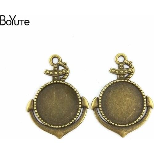 BoYuTe (40 Pieces/Lot) 20MM Cabochon Base Antique Bronze Plated Zinc Alloy Materials Anchor Bezel Pendants for Jewelry Making