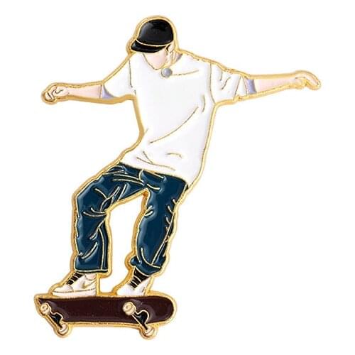 New style film and television character alloy brooch, creative skateboard modeling paint brooch