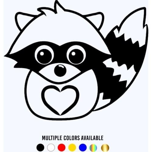 CK20461# Die-cut Vinyl Decal Енот с сердечком Car Sticker Waterproof Auto Decors on Car Body Bumper Rear Window