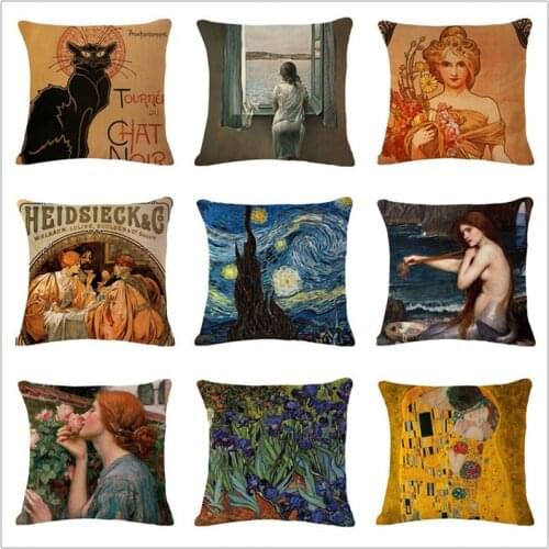Art Renaissance Mona Lisa Smile Print Cushion Cover Michelangelo Sistine Home Decorative Sofa Coffee Car Chair Throw Pillow Case
