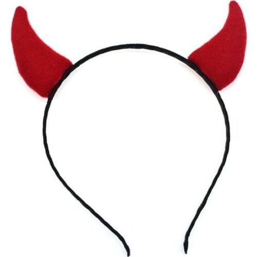 Adult Children Kids Demon Red Ox Horn Hair Hoop Cloth Wrapped Elastic Headband Halloween Christmas Party Costume Cosplay