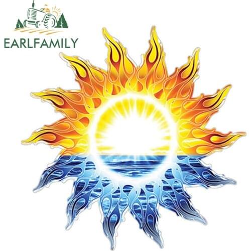 EARLFAMILY 12cm x 12cm RV Trailer Motorhome Camper Decal Tribal Sun Ocean Graphic Sticker Tropical Waterproof Accessories