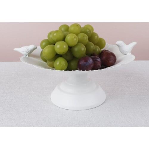 European White High Feet Cake Plate Home Fruit Dish Dessert Table Little Bird Cake Stand Afternoon Tea Dessert Pastry Plate