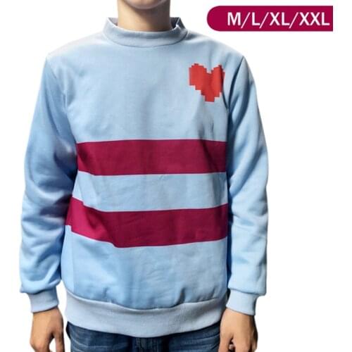 [STOCK] 2017 New Game Undertale Frisk Heart Blue Fleece Pullover Sweater Cosplay Top M-XXL