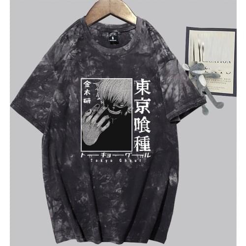 Classic Anime Tokyo Ghoul T-shirt Men Hip Hop Streetwear Fashion Tie Dye Costume Summer Harajuku Casual Tee Tops Male
