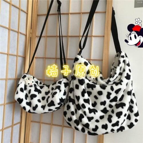 Soft Milk Cow Printed Shoulder Bags Womens Fashion Large Books Crossbody Bag New Girls Students Large Capacity Messenger Bags