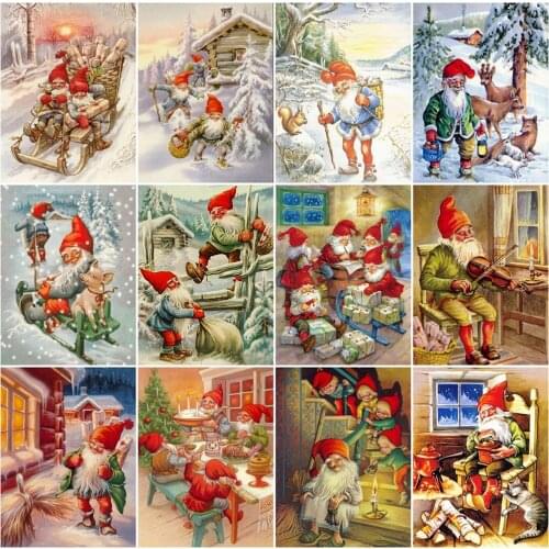 5D Square Diamond Painting Christmas Picture of Rhinestones Diamond Embroidery Winter Landscape Santa Claus Mosaic Home Decor