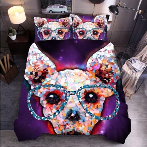 3D Animal Cat Dog Twin Wolves Bedding Set Quality Quilt 2/3pcs Duvet Cover Set Beddings Single Full Queen King Size(NO Sheet)