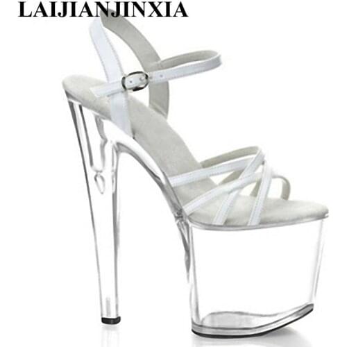 LAIJIANJINXIA transparent Sandals, 20 centimeters high heel sandals, show high night club dancing shoes on sale Dance Shoes