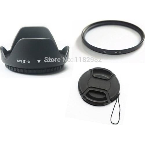 Camera Lenses UV Filter + Flower Lens Hood + Lens Cap Set fit ALL 58mm For Canon 100D 300D 350D 750D 760D