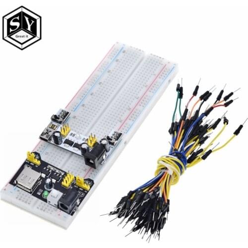 Great IT MB102 Breadboard Power Module+MB-102 830 Points Solderless Prototype Bread Board kit +65 Flexible Jumper Wires