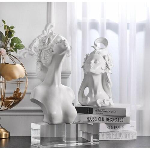 [MGT] Nordic character art decoration light living room wine cabinet sculpture crafts beautiful girl statue home decoration