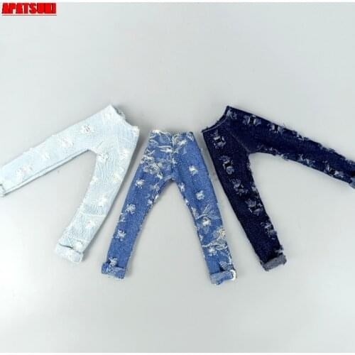 Fashion Ripped Jeans Pants For Barbie Doll Clothes Denim Trousers For Barbie 1/6 BJD Dollhouse Accessories Kids & Baby Toys