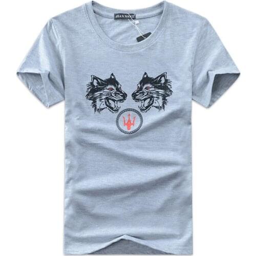 Men T Shirts Tees Summer Fashion Brand Design Mens Short Sleeve Double Wolf Printed T-shirt For Men 5 Colors S-5XL Hot Sale