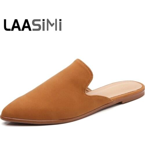 Women Flock Wrap Toe Mules Slippers For Ladies Casual Indoor Flat Slides Shoes Woman Shallow Summer Pointed Toe Hademade Slipper