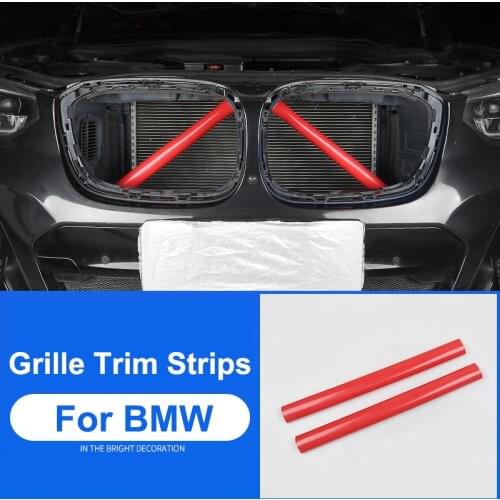 2Pcs Car Strip Sticker Cover For Bmw F20 F21 F22 F23 F30 F31 F32 F34 F36 1/2/3/4 Series Front Grille Trim Strips Car Styling