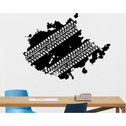Tire track wall decal way road garage vinyl sticker car kids room mural home decoration garage wall fashion stickers ck5