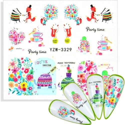 Nail Branches Patterns Sticker Water Transfer Decals Flowers Leaves Stickers Decal Rose Branch Slider Manicure Watermark Tottoos