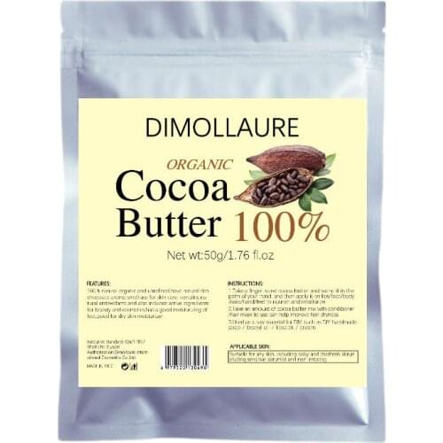 Dimollaure 50g Pure Cocoa Butter Unrefined Cocoa Butter Raw Base Oil Food Grade Natural ORGANIC plant Essential Oil skin care