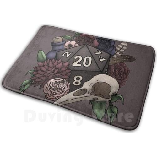 Necromancer D20 Tabletop Rpg Gaming Dice Mat Rug Carpet Anti-Slip Floor Mats Bedroom D20 D D Dnd Tabletop Gaming Dice Feminine