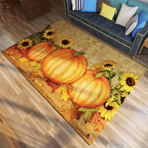 Non-slip Cartton Pattern Printed Floor Mat Halloween Pumpkin Entrance Doormat Rug for Bedroom Living Home Room Geometry Carpet