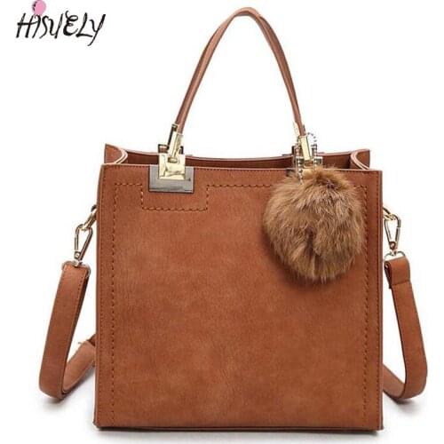 New Fashion Women PU Leather Shoulder Bag Female Flap Handbag Messenger Bags Ladies crossbody bag Cute Girls Fashion Hair Ball