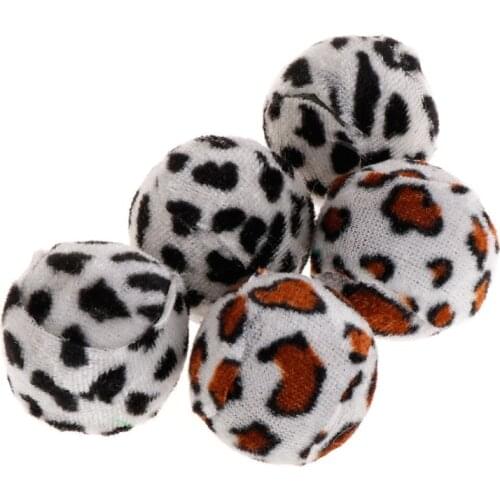 2021 New 5pcs Pet Toy Plush Balls Leopard Interactive Play Funny Cat Dog Kitten Scratch Toys Sound Chew Bite