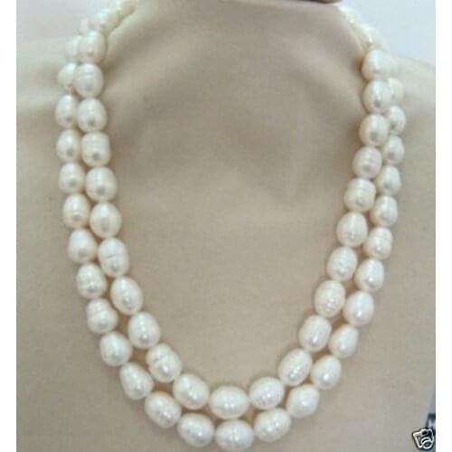 New long 11-13mm tahitian WHITE baroque pearl necklace earring gift