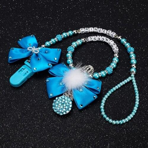 Personalised-any name set stunning blue bling pram charm/stroller toy Rattles bed toy rattle pacifier clip holder dummy clip