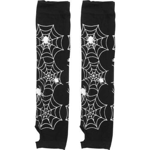 Pair Of Spider Web Arm Warmer Knit Fingerless Gloves